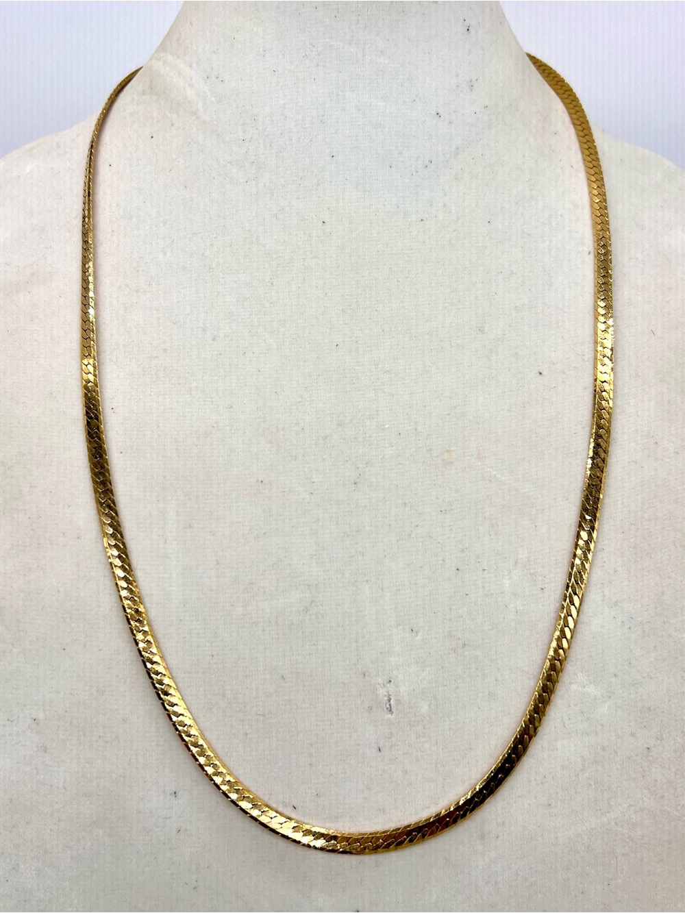 329. Napier Signed Vintage Gold Herringbone Chain Necklace 30”